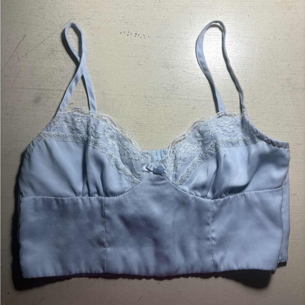 Princess Polly Blue Lace Crop Top